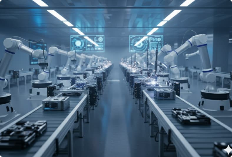 Team working on robotics