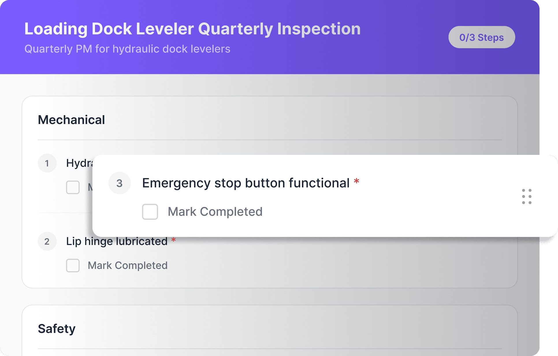 Syntra CMMS drag-and-drop procedure and inspection checklist builder
