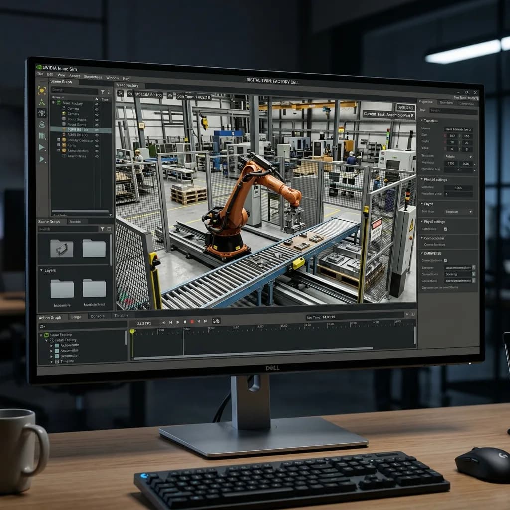Virtual warehouse layout inside robot training environment