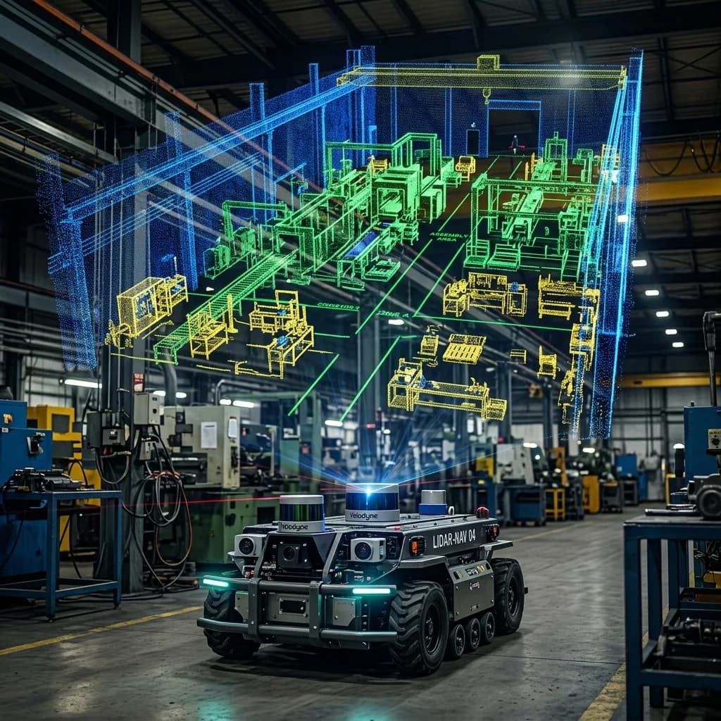 LiDAR point cloud scan demonstrating spatial perception and inspection algorithms