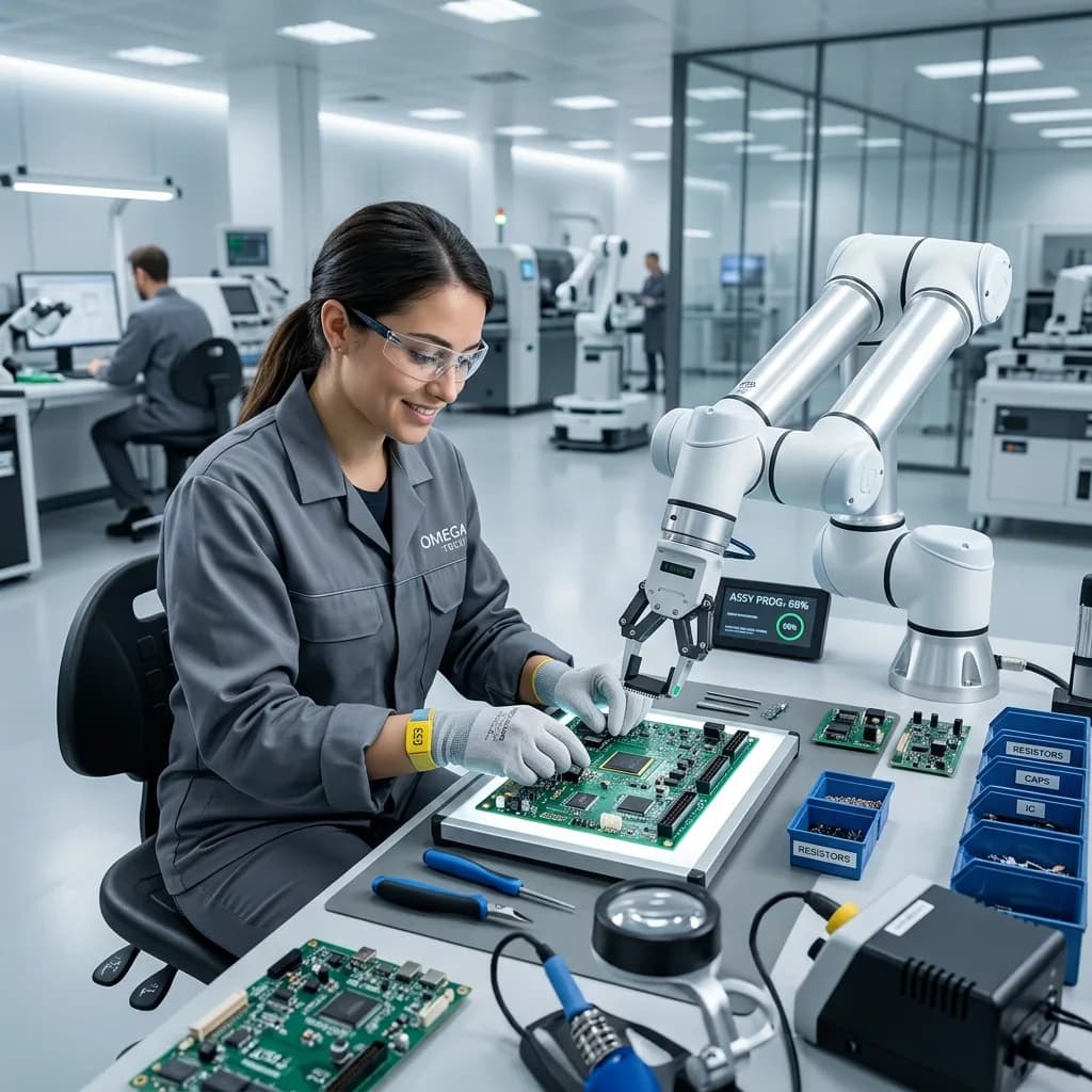 Collaborative robot working side-by-side with a technician